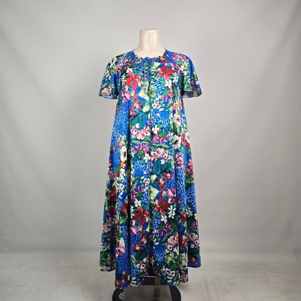 Vintage Tropical Floral Maxi Dress Kaftan One Size – Bold Resort Style